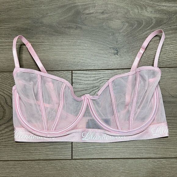 Lilunderwear Other - Lilunderwear Sheer Pink Unlined Balconet Bra Size 34DD‎